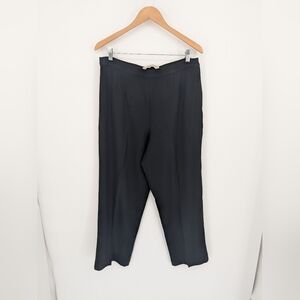 Marina Rinaldi Lightweight Virgin Wool Pleated Straight Leg Dress Pants Black 23